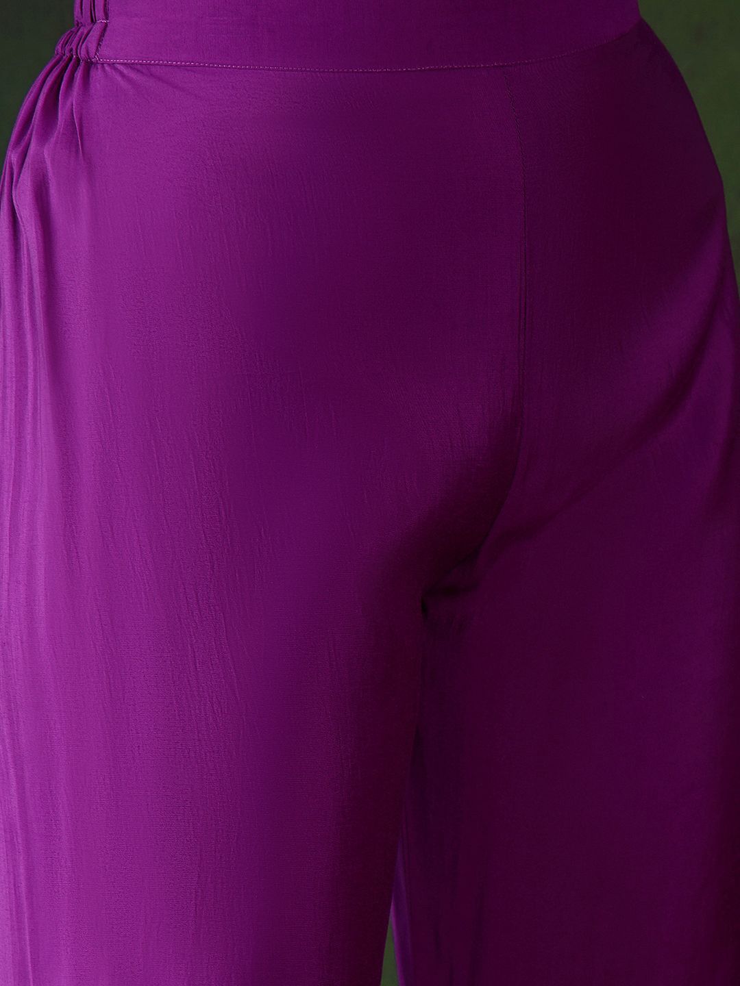 Dhiyona SN Women's Purple Floral Embroidered Mirror Work A-Line Kurta With Trouser And Dupatta