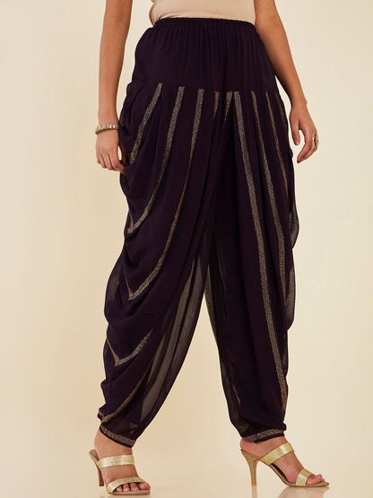 Dhiyona SO Women's Self Design Beads and Stones Kurta With Dhoti Pants & With Dupatta