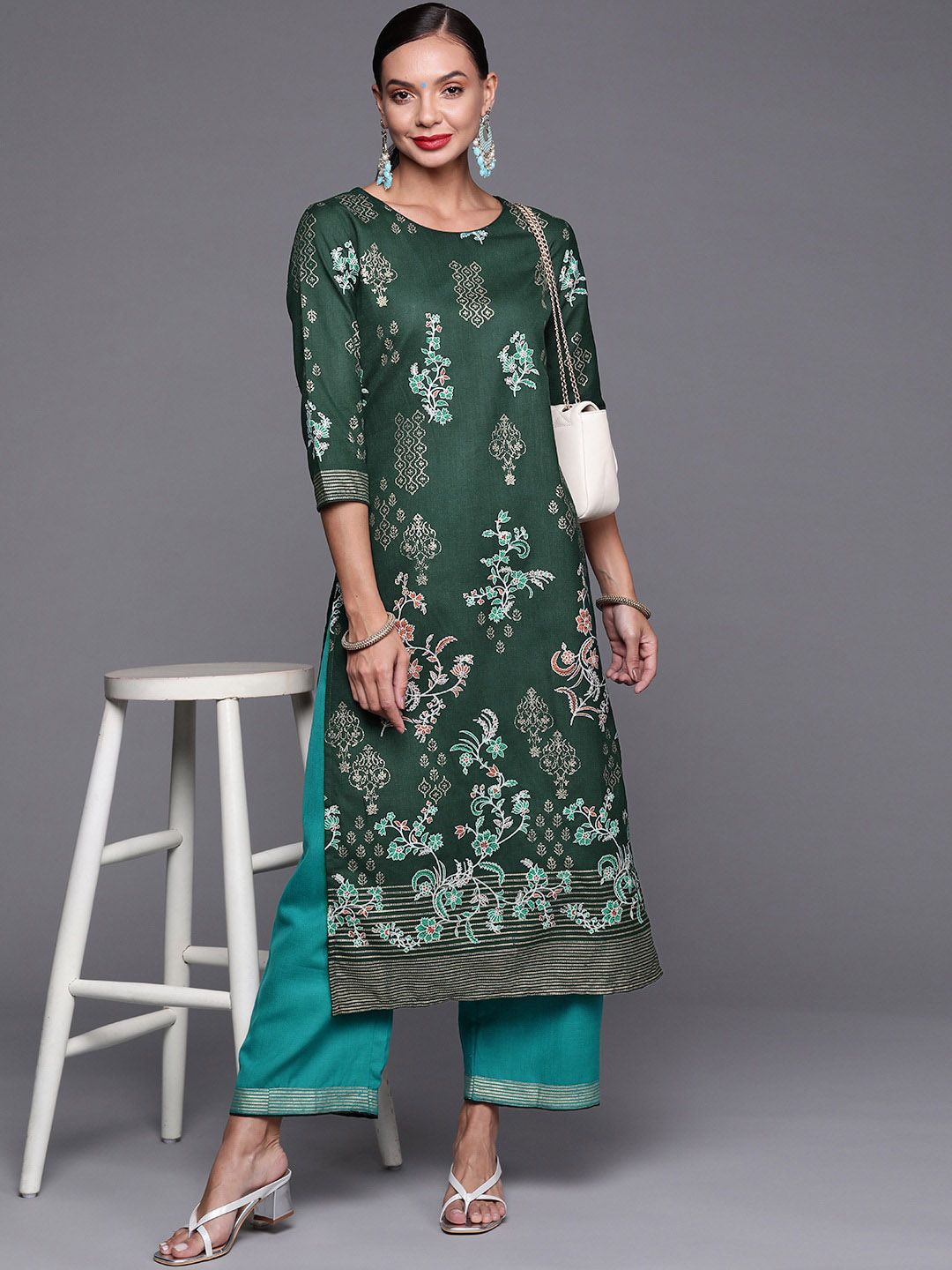 Women Ethnic Motifs Printed Kurta With Palazzos