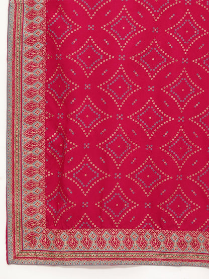 Dhiyona OD  Women Pink Bandhani Kurta with Trousers & With Dupatta