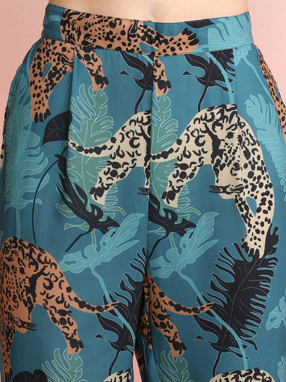 Dhiyona IE Printed Collar Shirt With Trousers Co-Ords