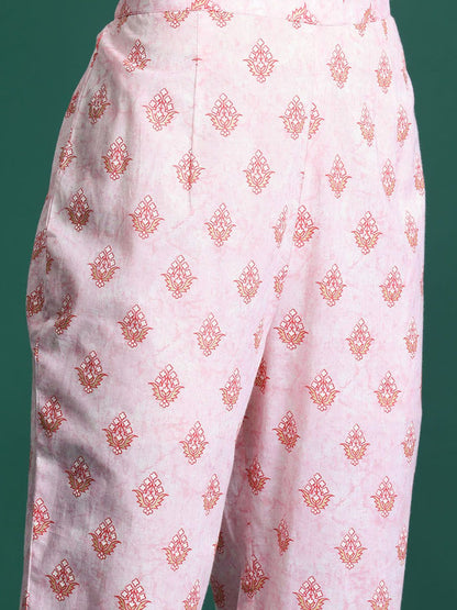 Dhiyona IE Floral Printed Pure Cotton Kurta with Trousers