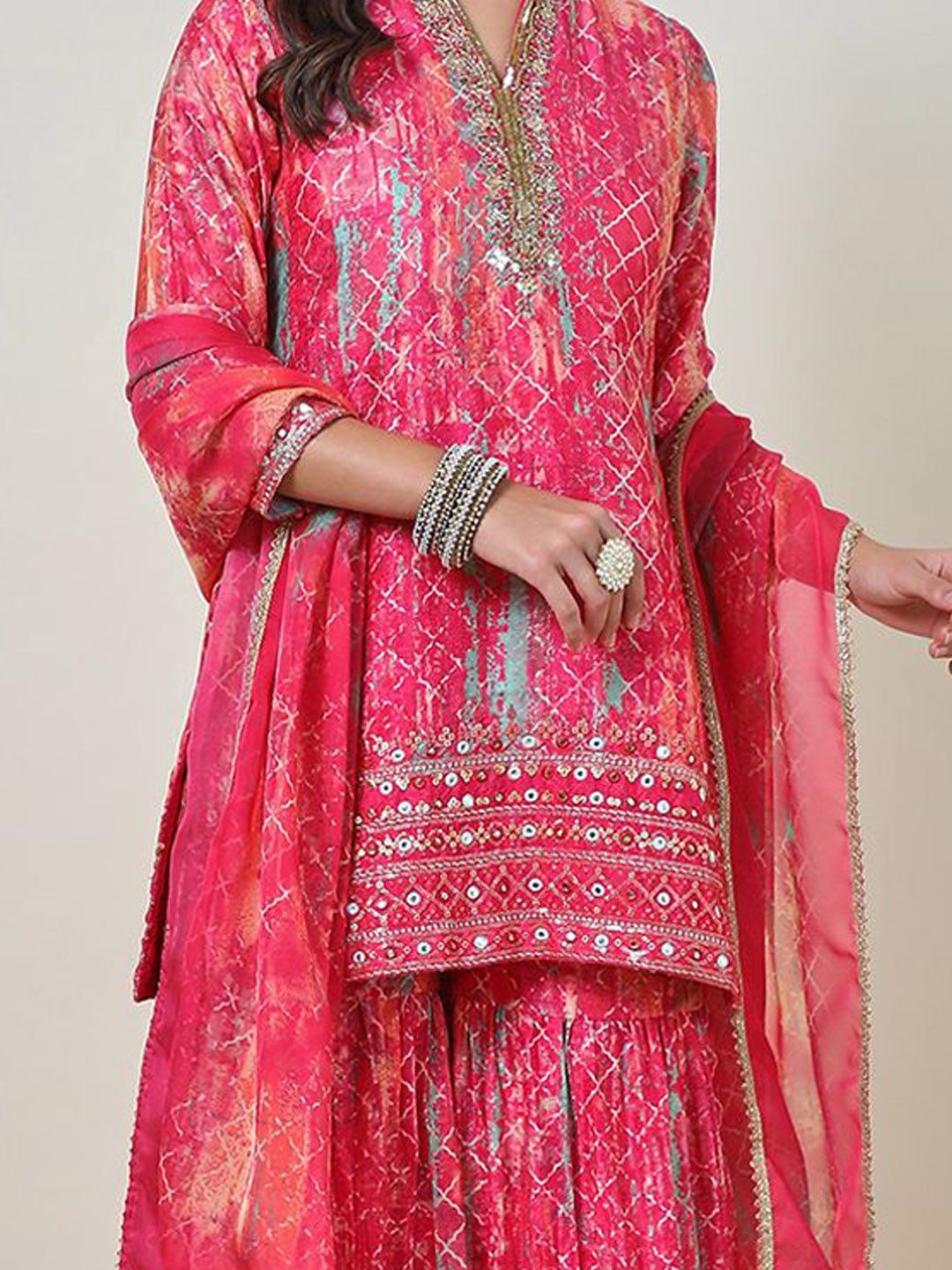 Dhiyona SO Women's Brasso Suit Set With Mirror Work