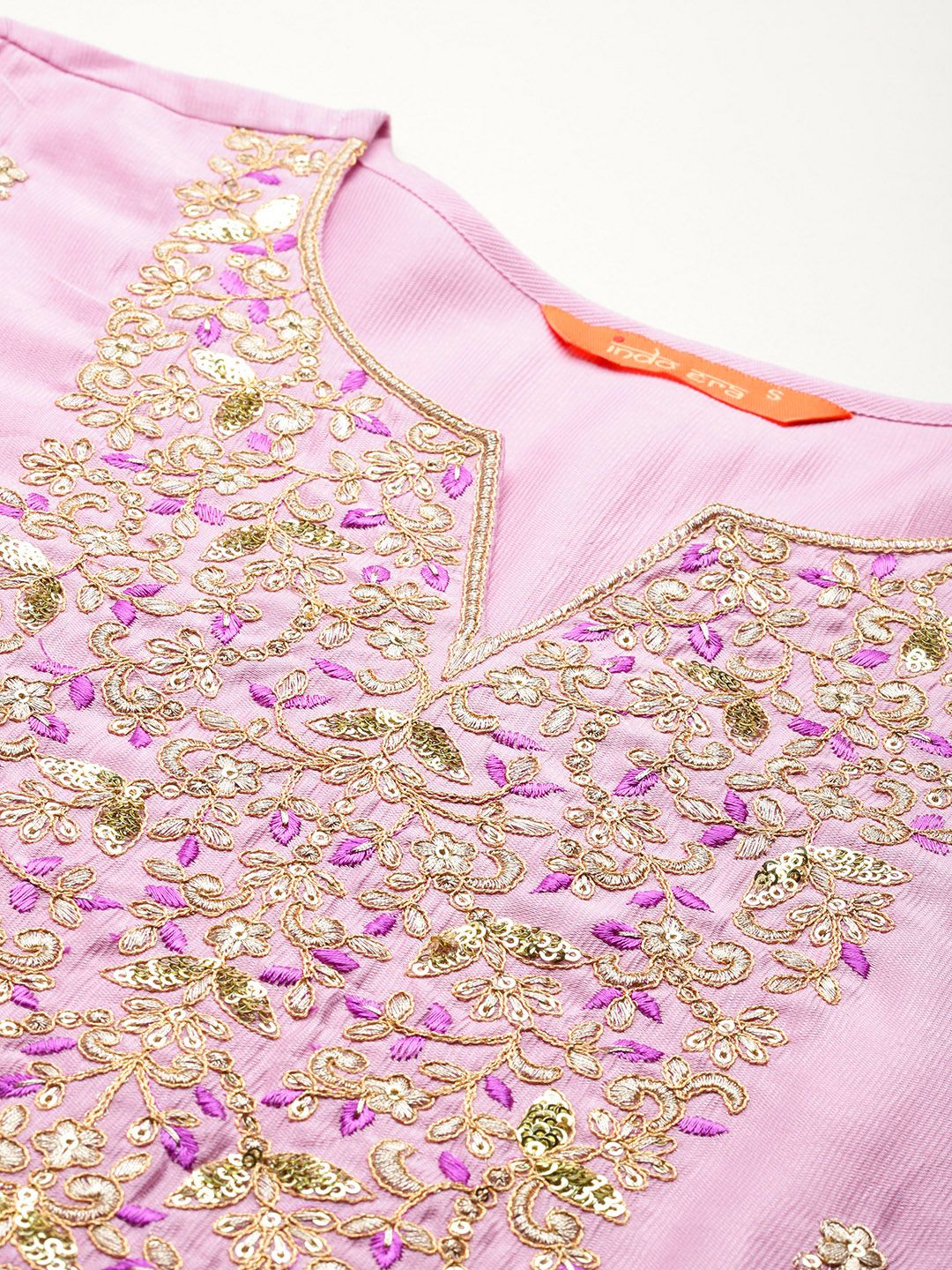 Dhiyona IE Floral Embroidered Liva Kurta With Trousers & Dupatta
