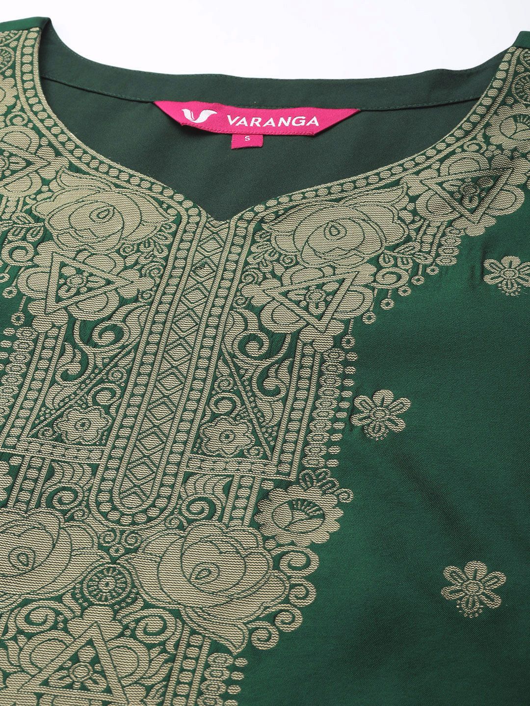 Dhiyona VA Women's Green Kurta with Trousers & With Dupatta