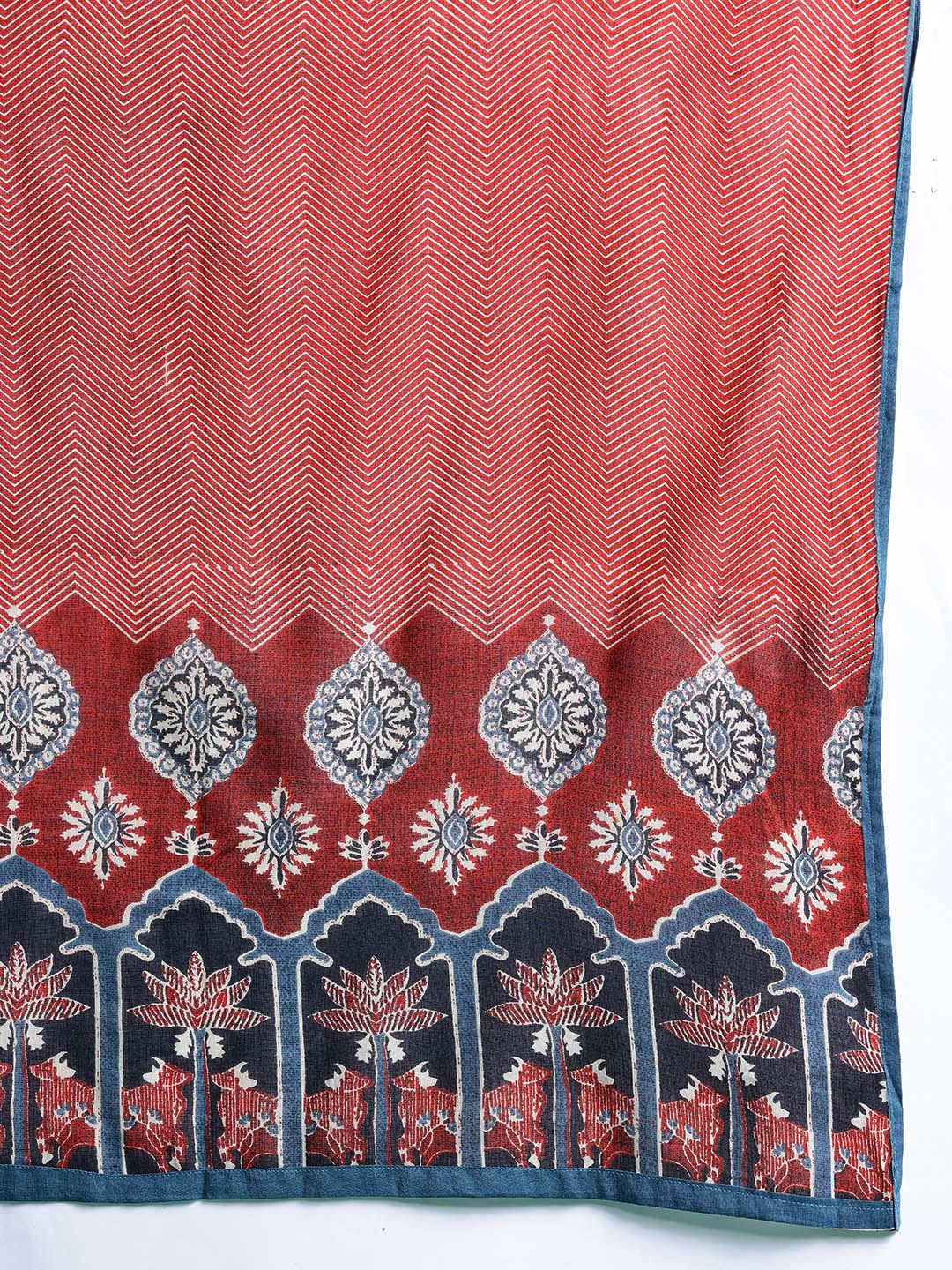 Dhiyona IE Ethnic Motifs Printed Pure Cotton Kurta with Trousers & Dupatta