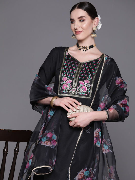 Women Yoke Design Regular Pure Cotton Kurta with Palazzos & With Dupatta