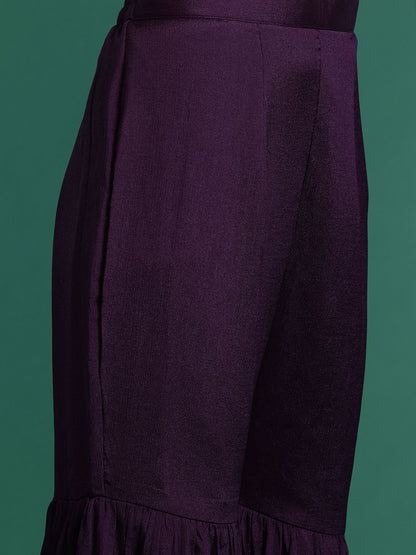 Dhiyona IE Ethnic Motifs Embroidered Regular Sequinned Kurta with Sharara & Dupatta