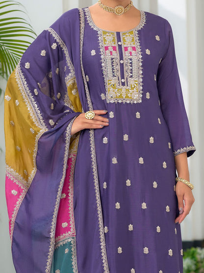 Women Ethnic Motifs Embroidered Regular Mirror Work Kurta with Trousers & With Dupatta