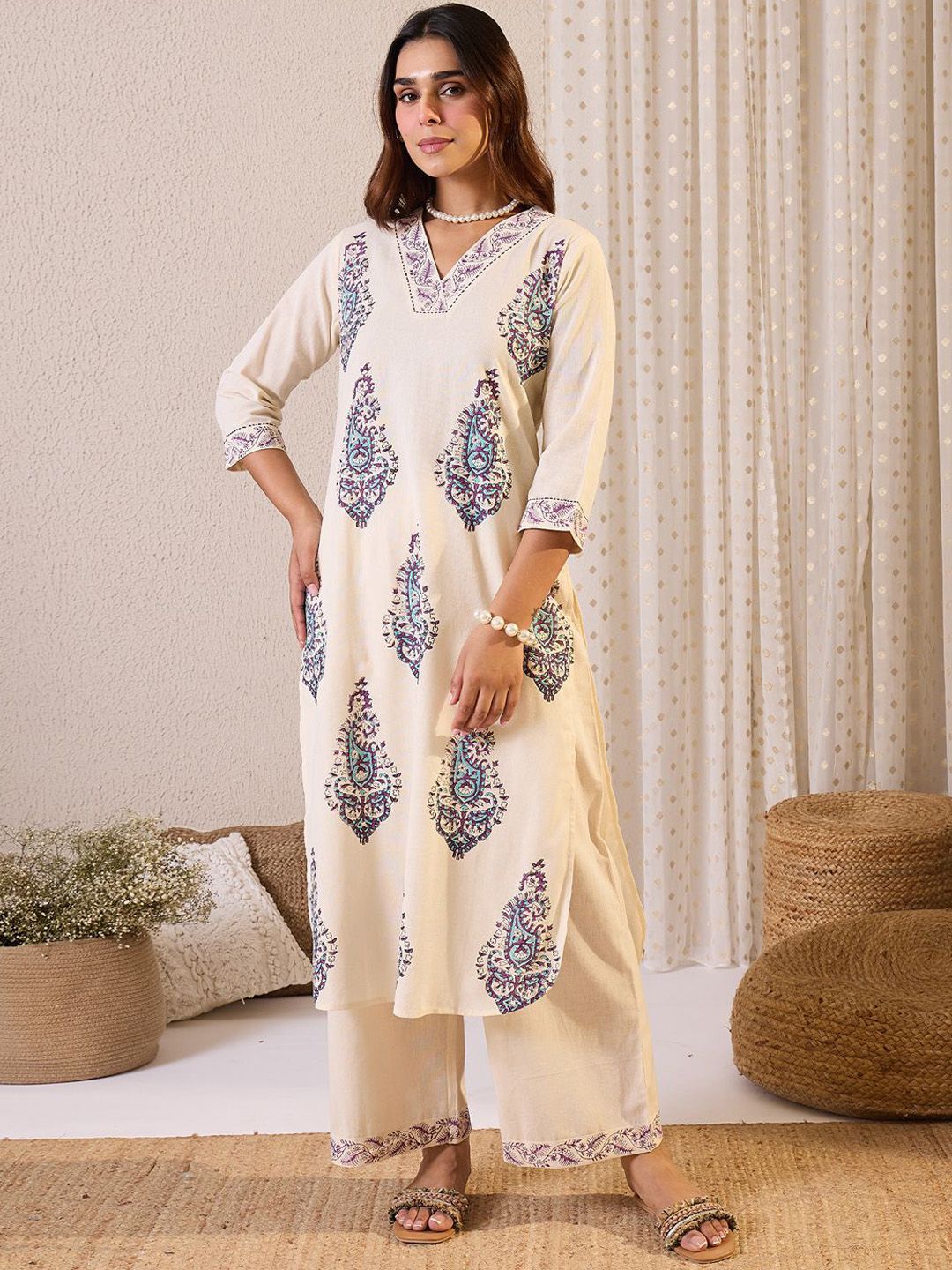 Dhiyona IE Printed Pure Cotton Tunic With Palazzo