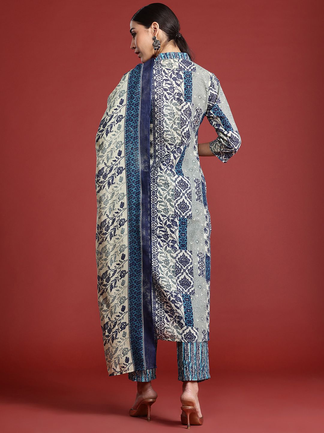 Women Ethnic Motifs Printed Pure Cotton Kurta with Trousers & With Dupatta