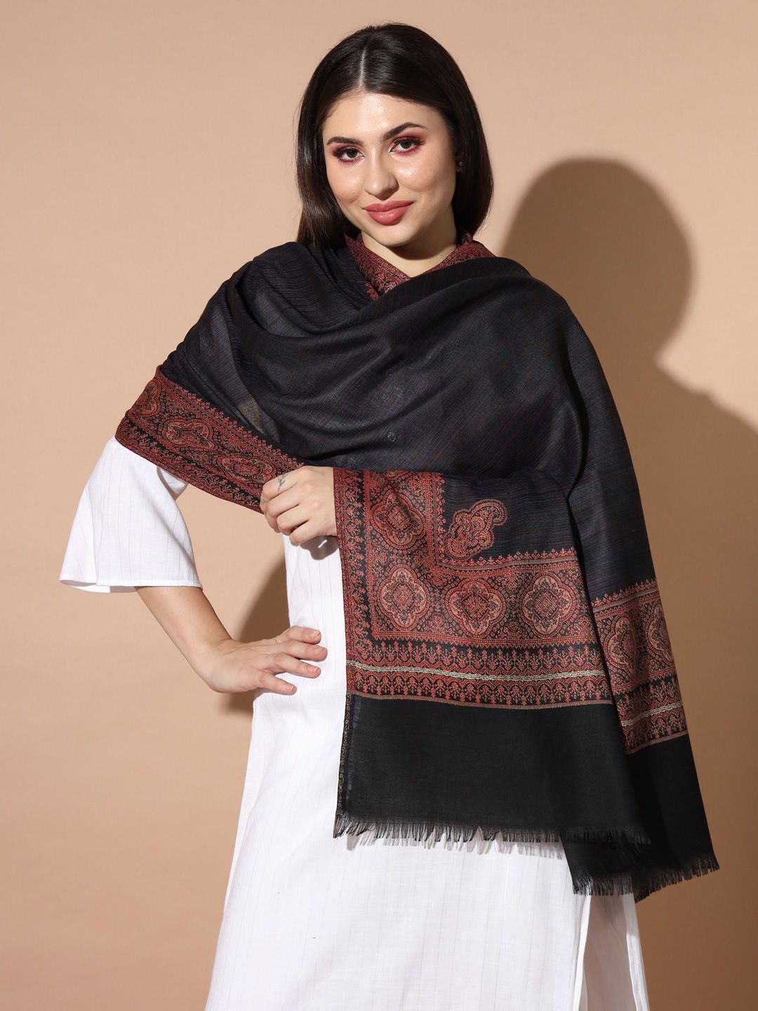 Dhiyona PA Ethnic Motifs Woven Design Jamawar Shawl