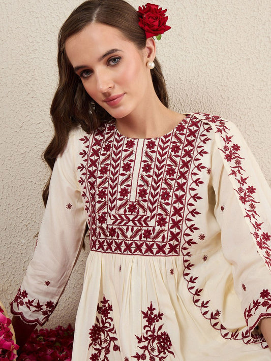 Dhiyona IE Women Ethnic Motifs Embroidered Kurta with Trousers & Dupatta
