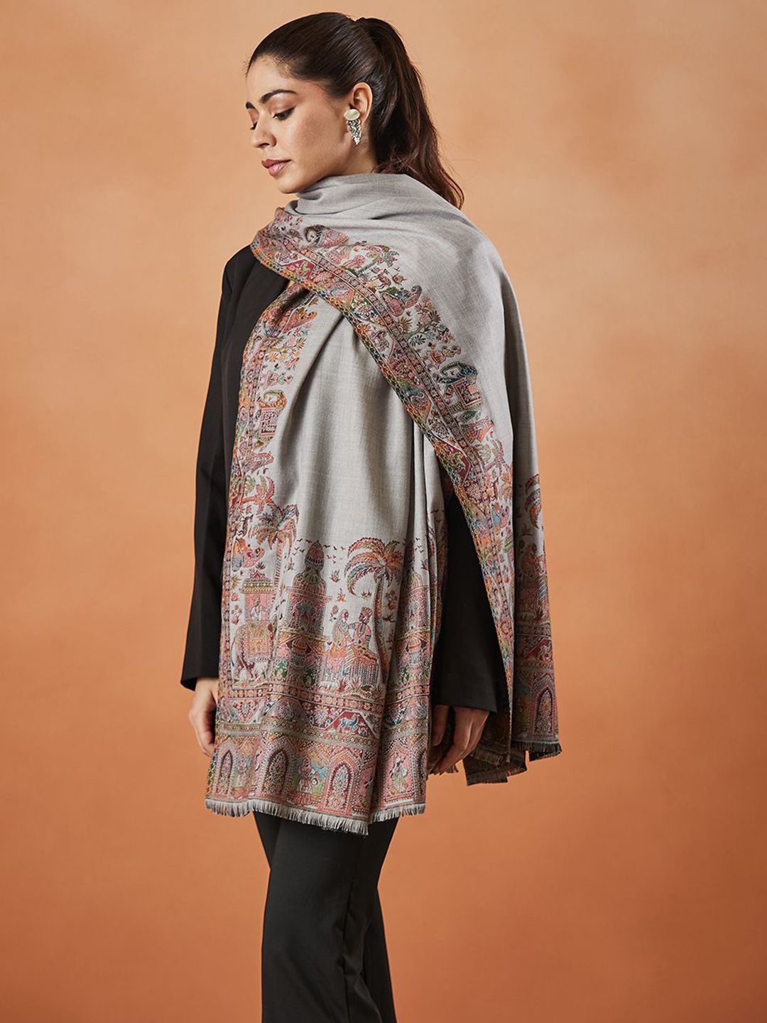 Dhiyona PA Rajwada Paisley Woven Design Shawl