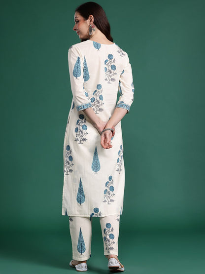 Dhiyona IE Floral Printed Regular Kurta with Trousers