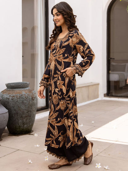 Dhiyona IE Printed V Neck Tunic & Palazzo