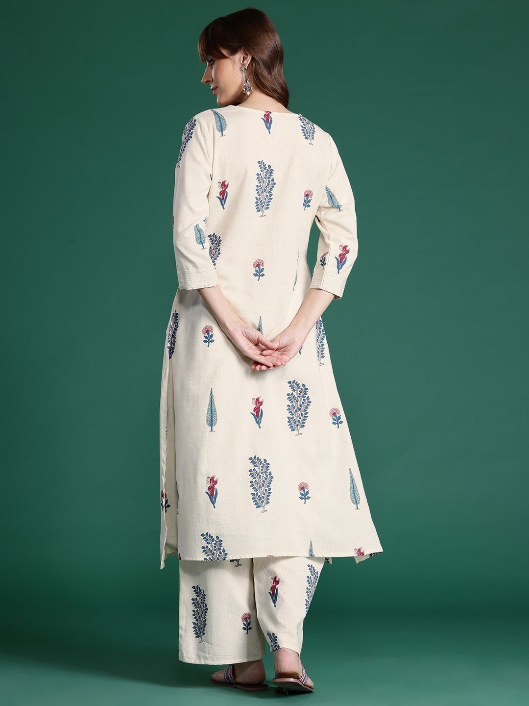 Women Floral Printed Pure Cotton Kurta with Palazzos