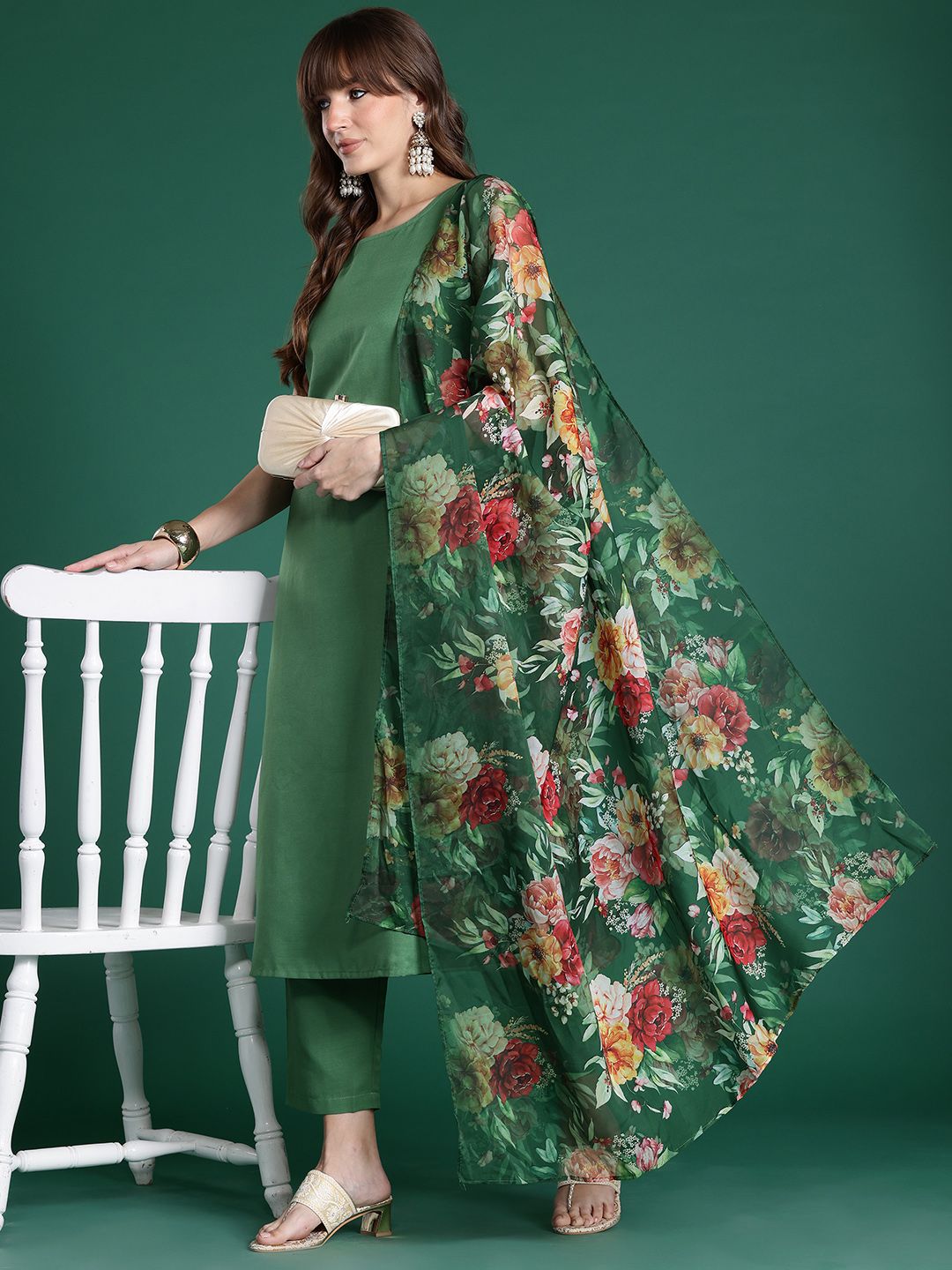 Kurta With Trousers & Dupatta