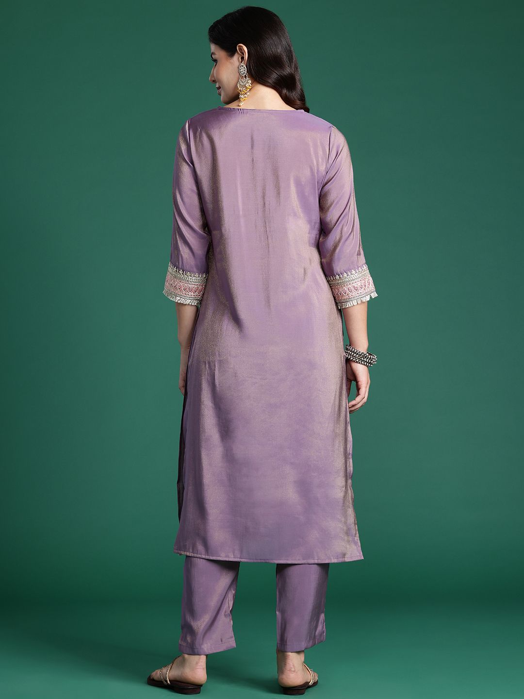 Ethnic Motifs Embroidered Sequinned Kurta With Trousers & Dupatta