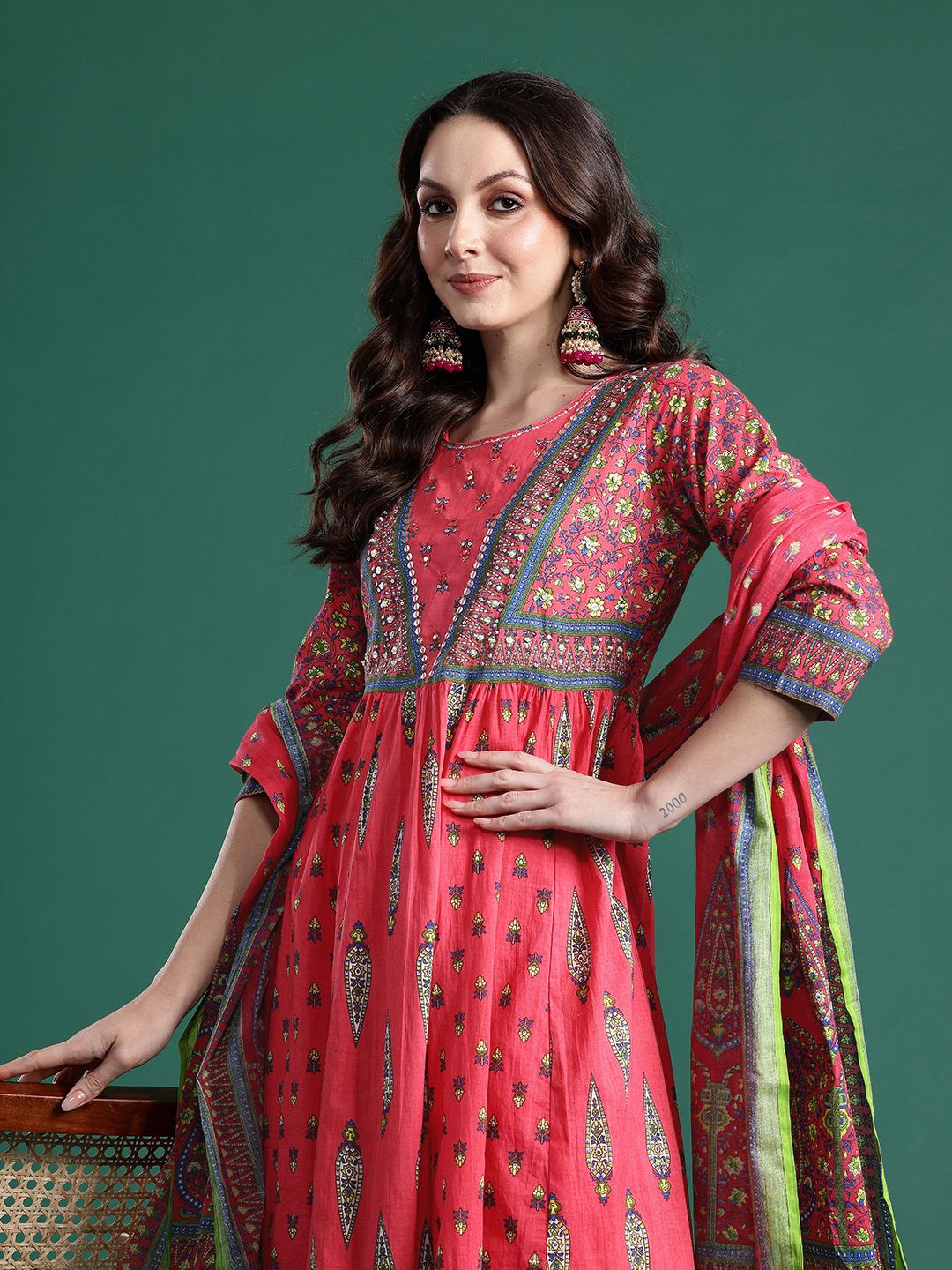Dhiyona IE Ethnic Motifs Printed Kurta with Trousers & Dupatta