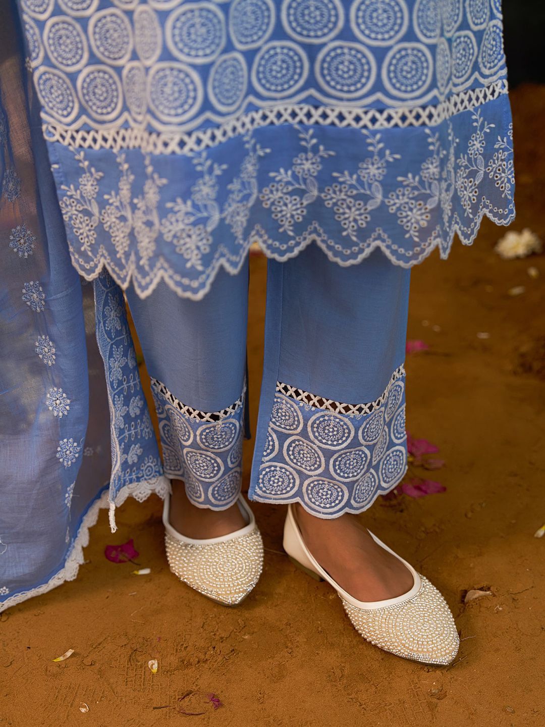 Women Ethnic Motifs Embroidered Cotton Kurta with Trousers & Dupatta