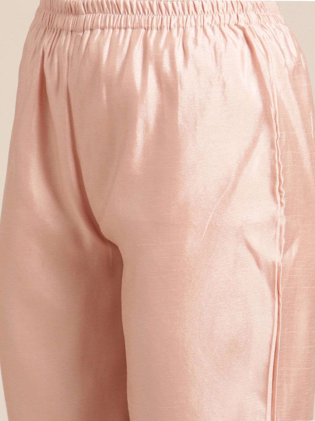 Dhiyona VA Women's Peach-Coloured Printed Regular Kurta with Trousers