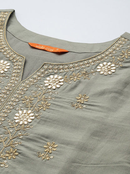 Women Ethnic Motifs Embroidered Regular Kurta with Trousers & With Dupatta
