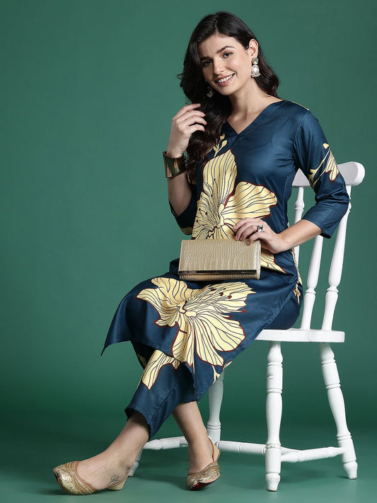 Dhiyona IE Floral Printed Kurta with Trousers