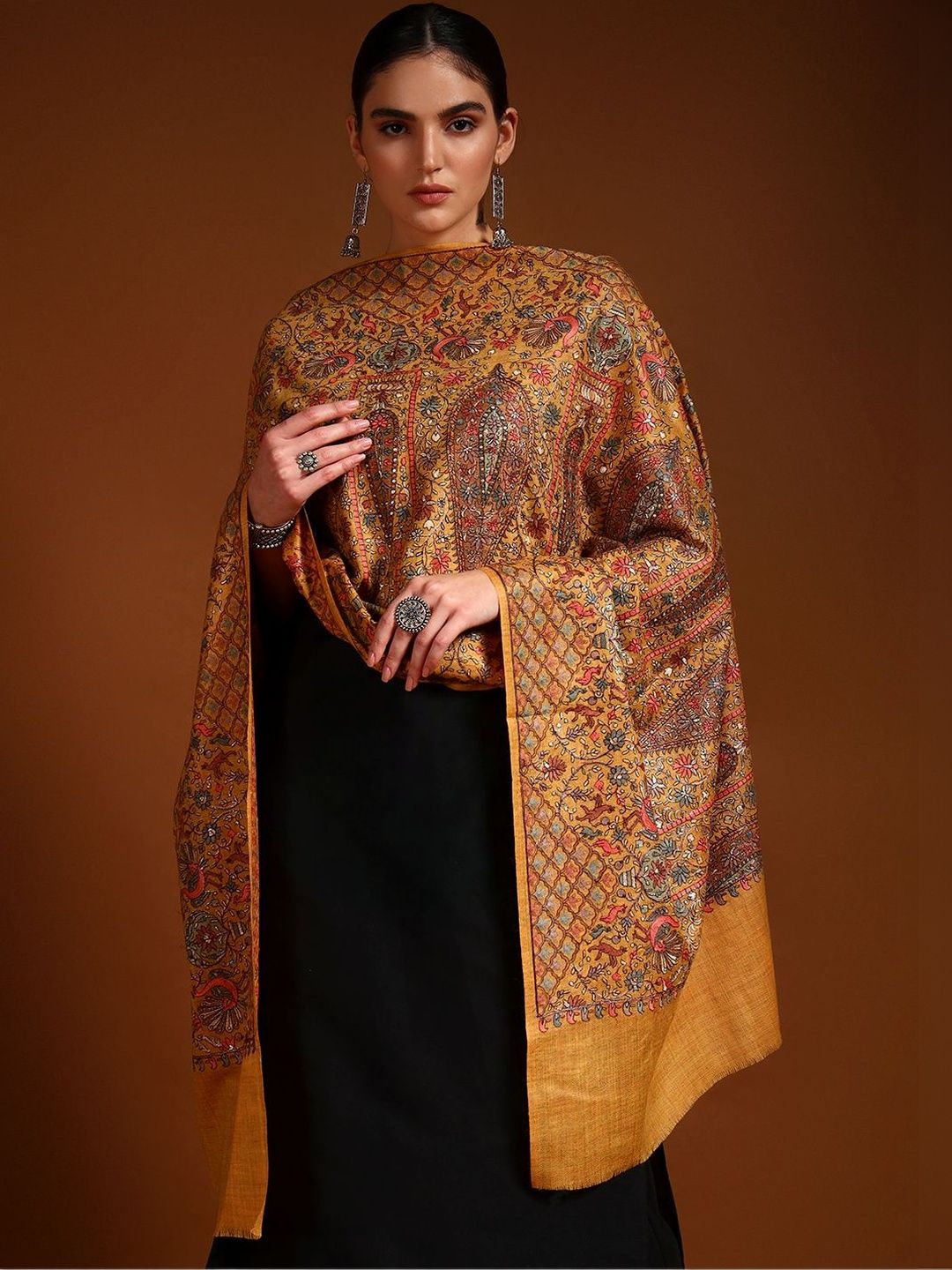 Dhiyona PA Women Ethnic Motifs Embroidered Shawl
