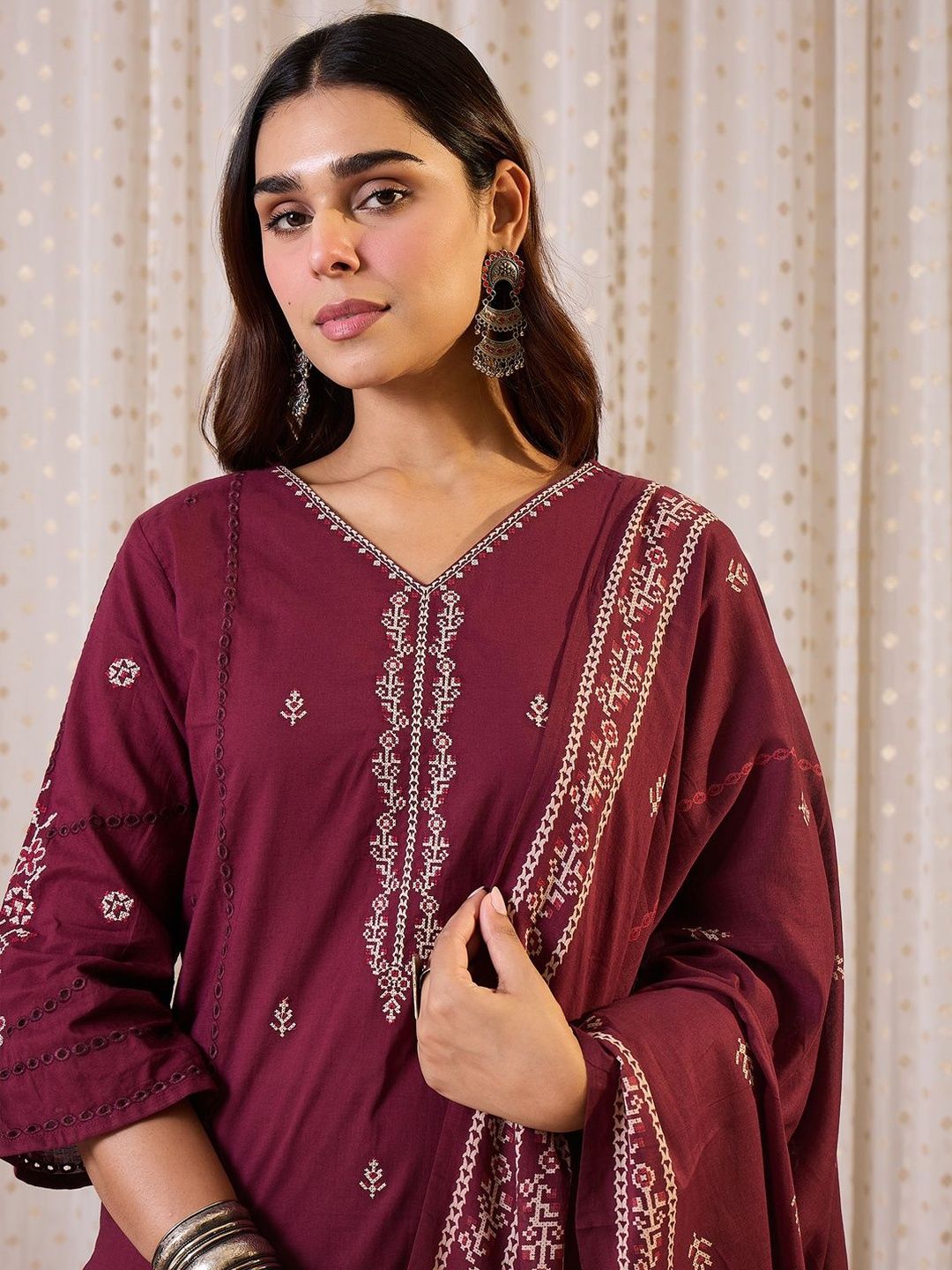 Women Ethnic Motifs Printed Pure Cotton Kurta with Trouser & Dupatta