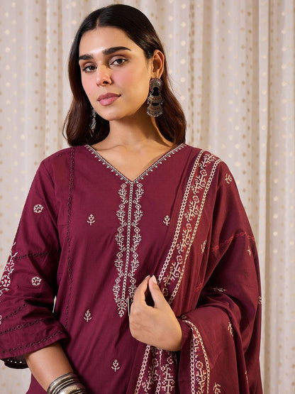 Women Ethnic Motifs Printed Pure Cotton Kurta with Trouser & Dupatta