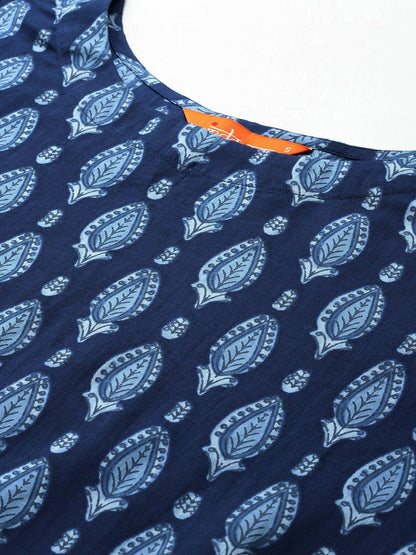Dhiyona IE Ethnic Motifs Printed Pure Cotton Kurta with Trousers