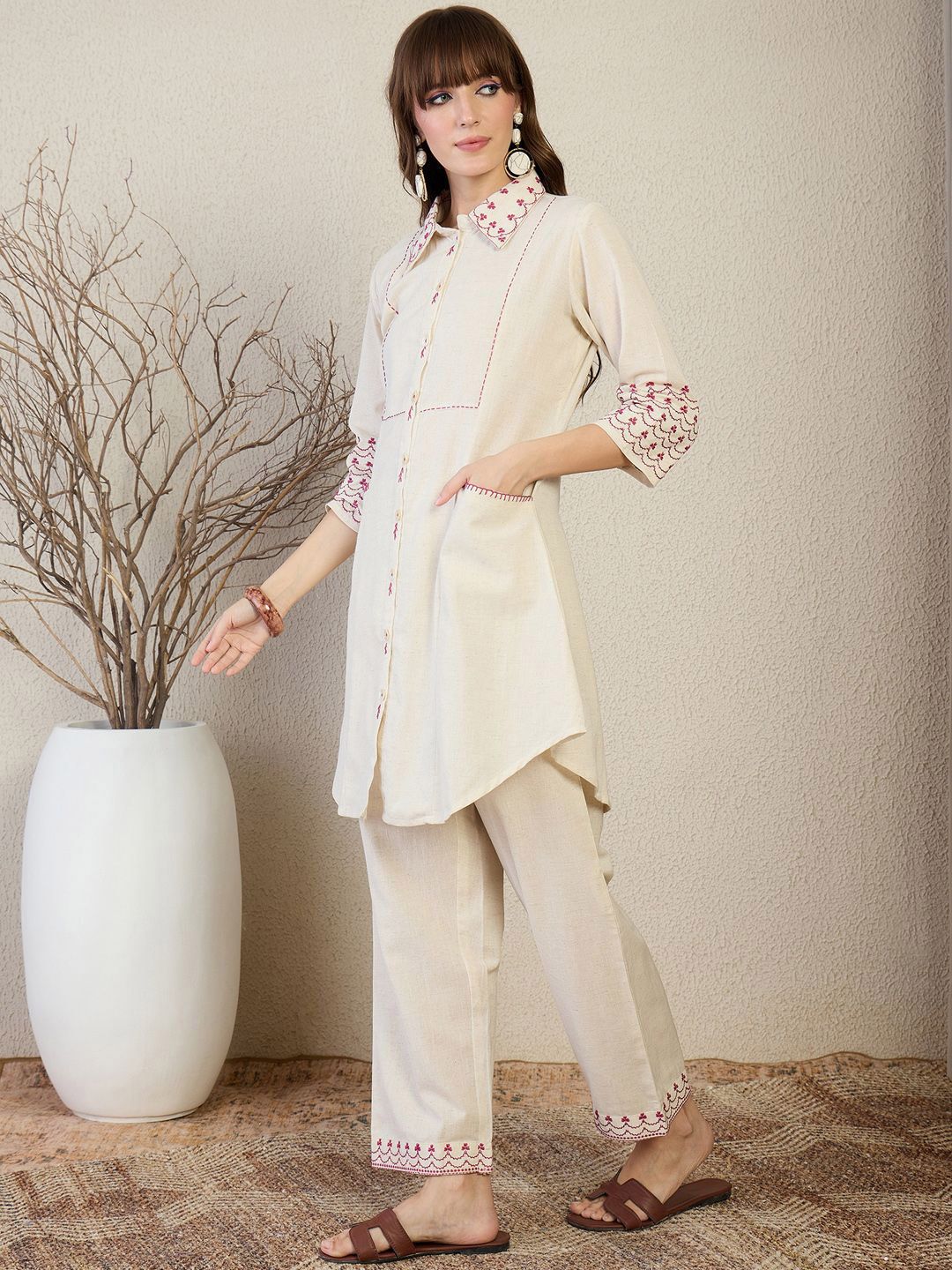 Dhiyona IE Women Regular Embroidered Kurta with Palazzos