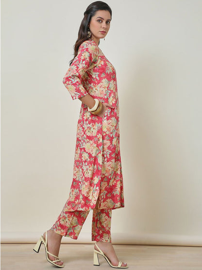 Dhiyona SO Women's Rayon Floral Print Kurta Set
