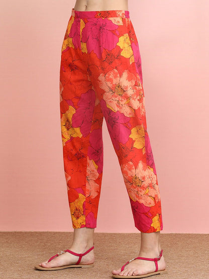 Dhiyona IE Printed Pure Cotton Tunic With Trousers Co-Ords