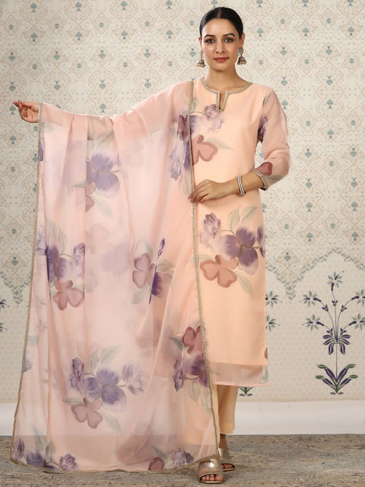 Dhiyona OD  Floral Printed Regular Kurta With Trousers & Dupatta