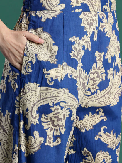 Floral Printed Pure Cotton Kurta with Trousers