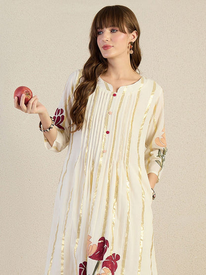 Dhiyona IE Printed Round Neck Top With Trousers Co-Ords