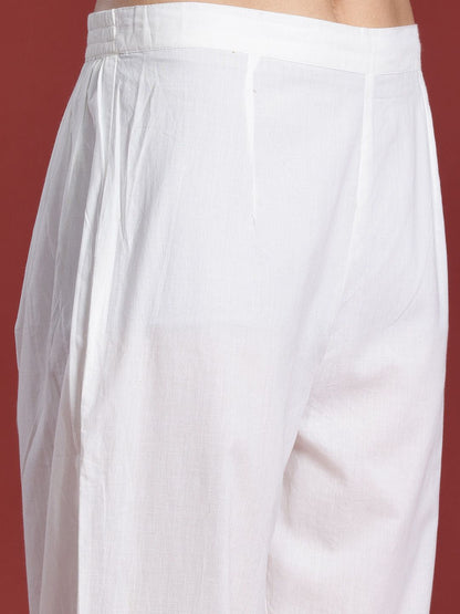 Dhiyona IE Floral Embroidered Thread Work Pure Cotton Kurta with Trousers & With Dupatta