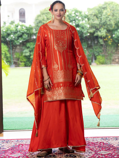 Dhiyona CH Women Ethnic Motifs Regular Kurta Palazzos & With Dupatta