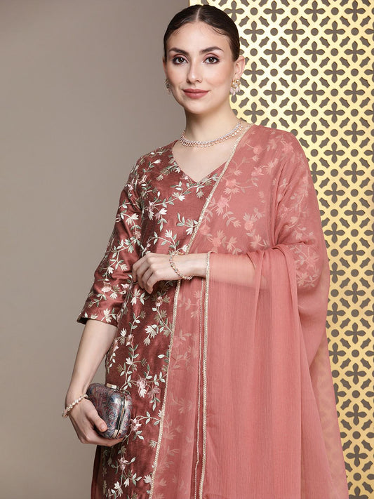 Dhiyona PD Women Jashn Floral Embroidered Kurta with Trousers & Dupatta