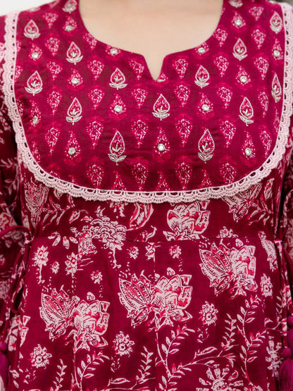 Women Ethnic Motifs Printed Pure Cotton Kurta with Trousers & With Dupatta