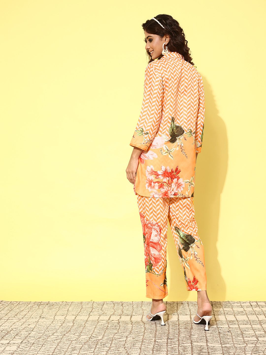 Dhiyona IE Women Printed Shirt with Trousers Co-Ords