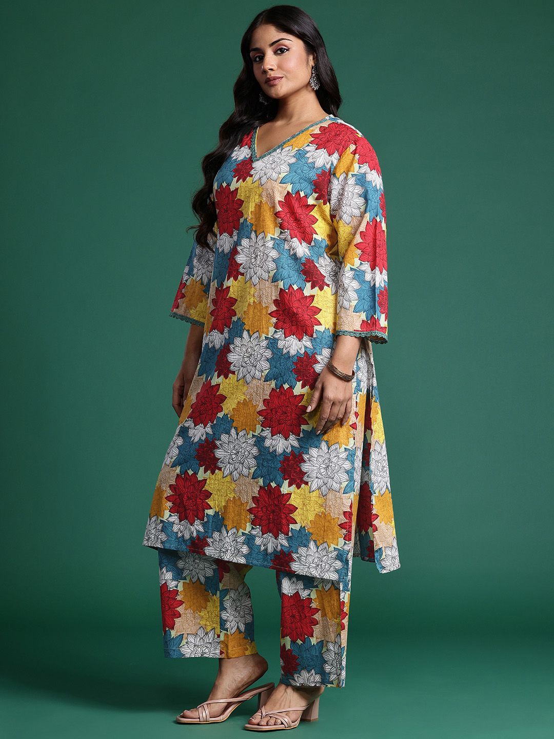 Dhiyona IE Floral Printed Kurta with Trousers & Dupatta