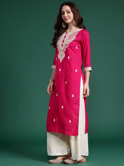Dhiyona IE Women Floral Embroidered Thread Work Kurta
