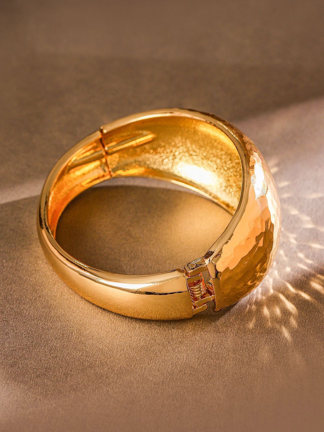 Dhiyona RJ Women's 18K Gold Plated Hammered Bangle Bold Statement Bracelet