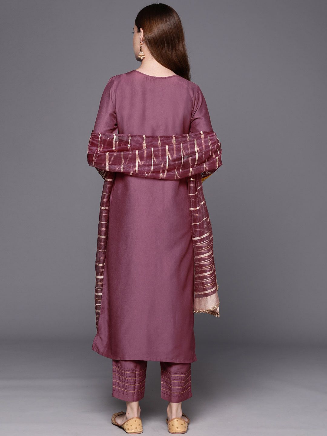 Embroidered Regular Sequinned Kurta with Trousers & Dupatta