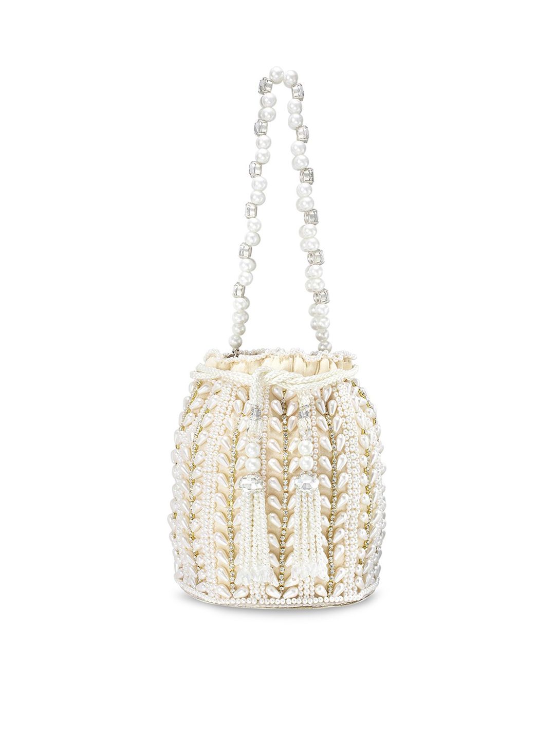 Dhiyona NR White Embroidered Potli Clutch