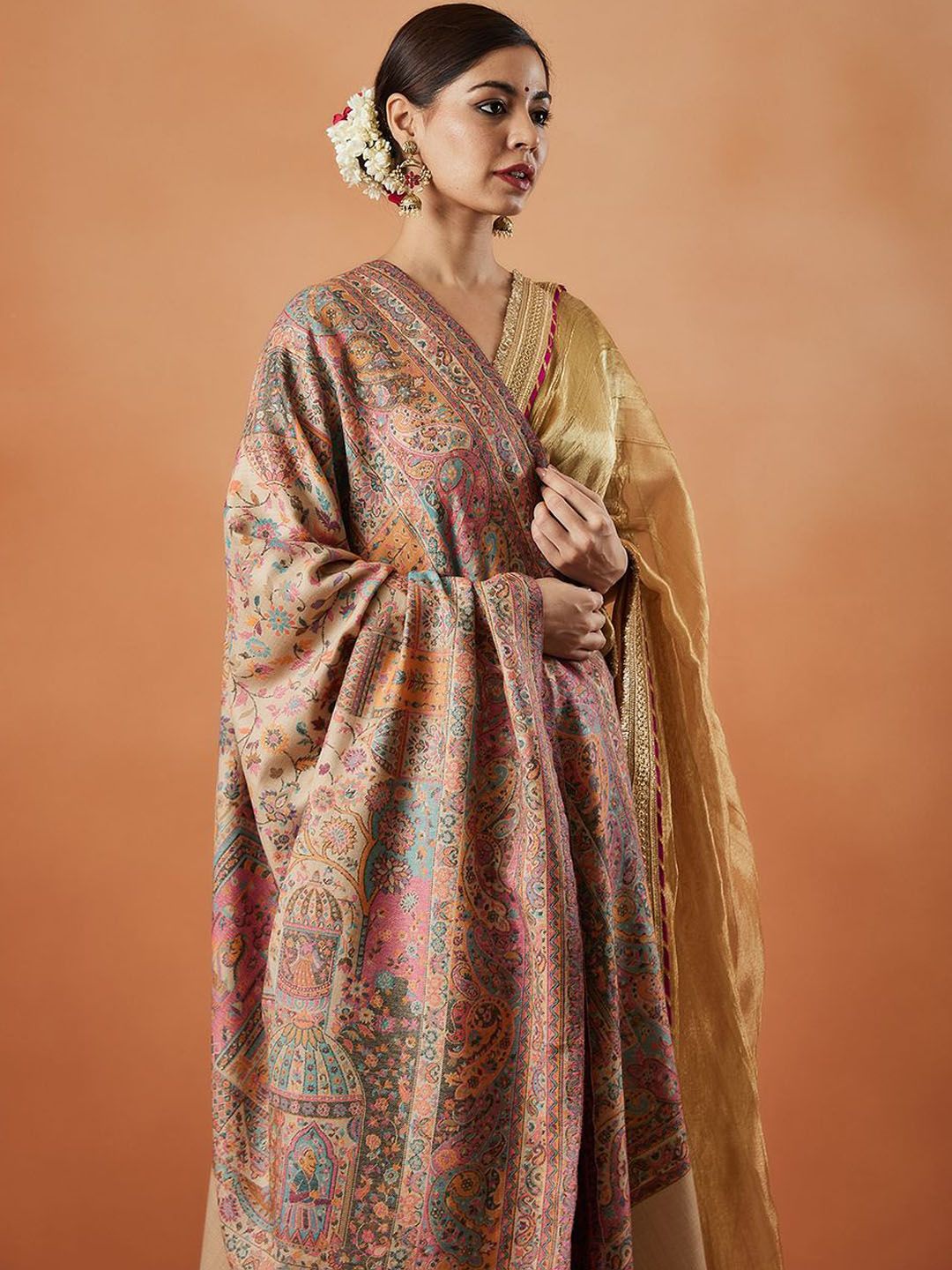 Dhiyona PA Ethnic Motifs Woven Design Shawl