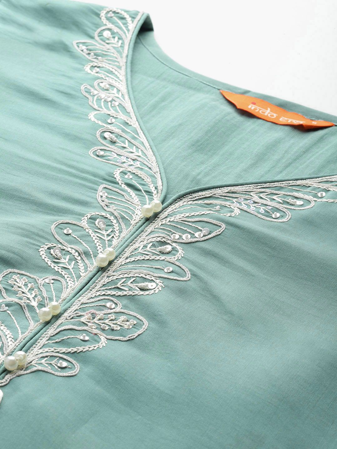 Dhiyona IE Floral Embroidered Thread Work Kurta with Trousers & With Dupatta